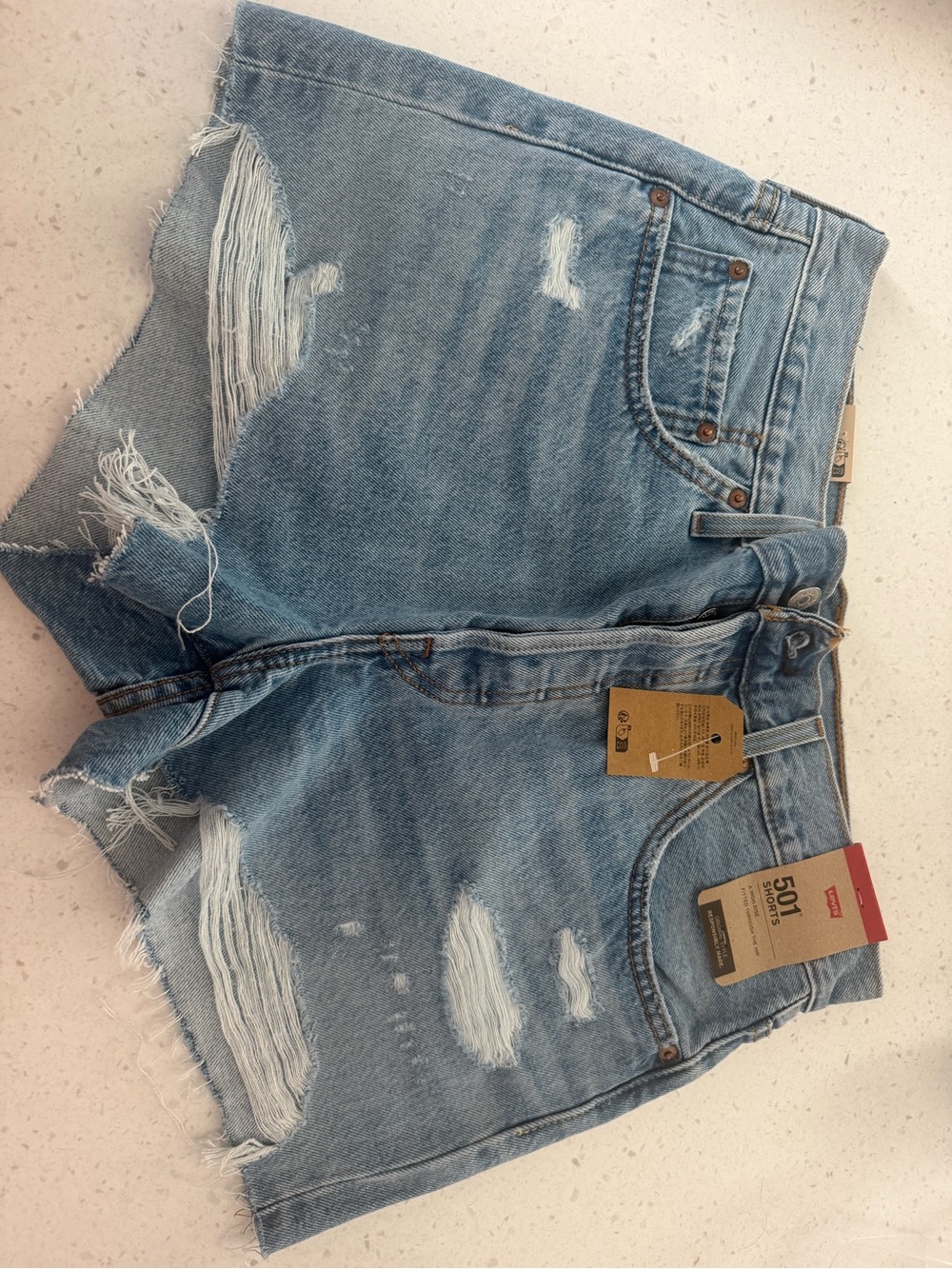 Levi's Light Blue Distressed Denim Cutoff Shorts